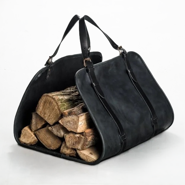 Full Grain Leather Firewood Carrier